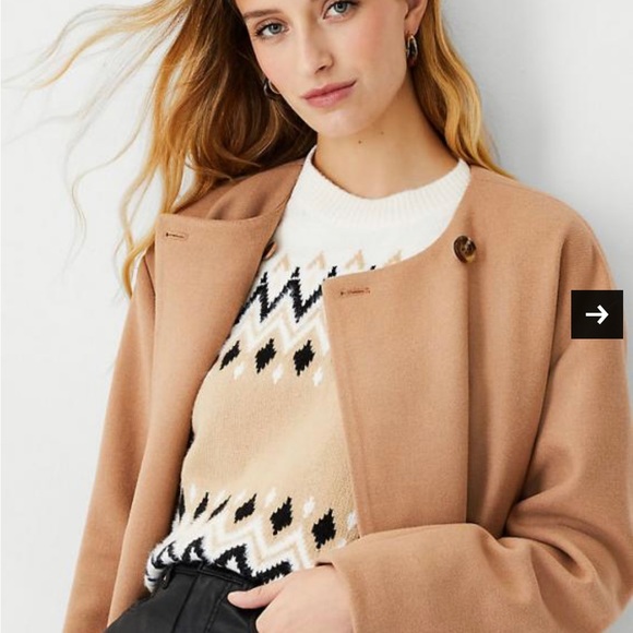 Wool Blend Crew Neck Coat - New without Tags - Picture 2 of 4